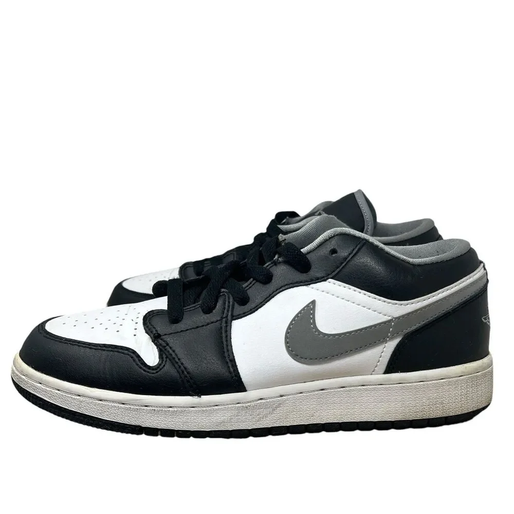Nike Air Jordan 1 Low‎ GS Youth 6.5Y Black White Gray Leather 553560-040